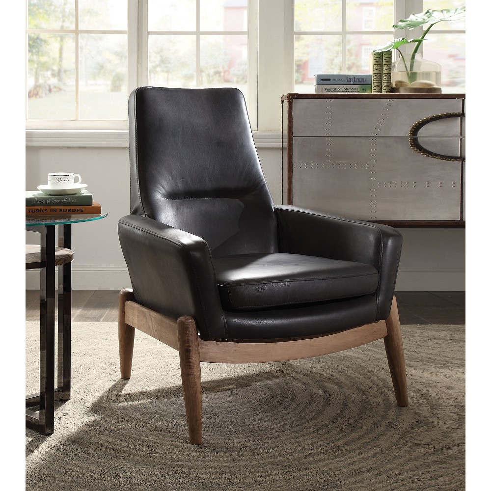 ACME Dolphin Accent Chair in Black Top Grain Leather-Boyel Living